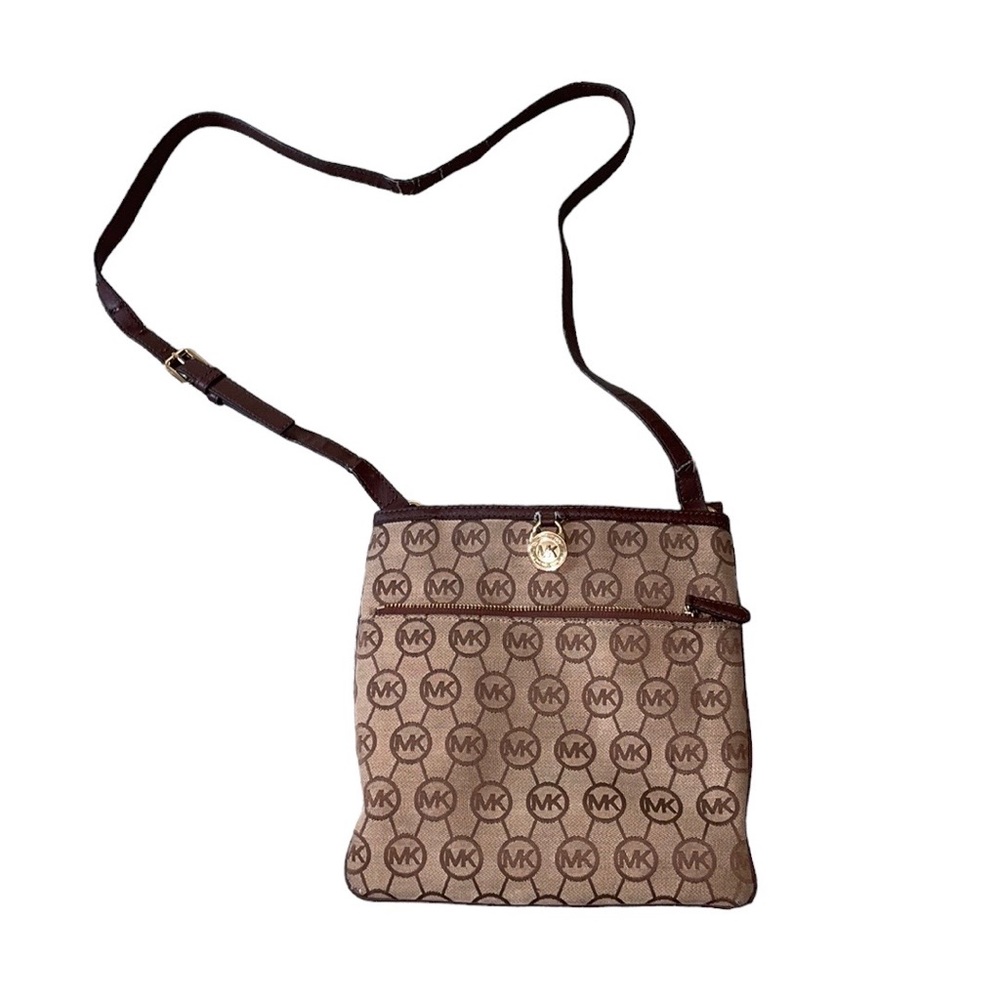 Michael Kors Crossbody Brown Monogram Strap Purse